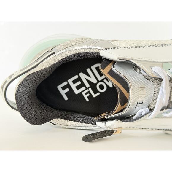 Fendi Flow Sneakers Gray/White/Green 10 US (9 Fendi) 7E1689  display picture 2